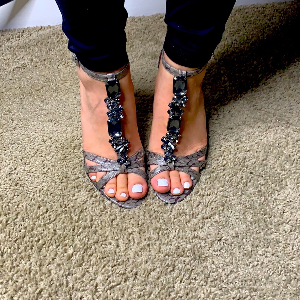Vince Camuto snake print heels